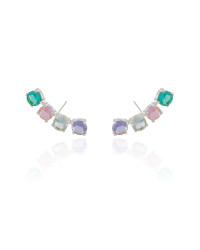 Ear Cuff Pontos de Luz Coloridos 2.9 cm Ródio Branco