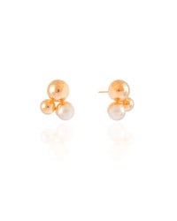 Brinco Bolas Lisas Pérola 1.6 cm Banhado a Ouro 18K