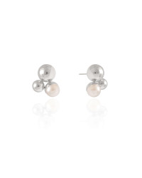 Brinco Bolas Lisas Pérola 1.6 cm Ródio Branco