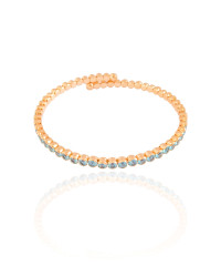 Bracelete Mola Cravejado Topazio Sky 4 mm Banhado a Ouro 18K