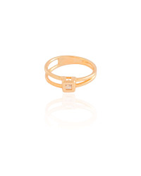 Anel Vazado Quadrado Cristal Tamanho 16 Banhado a Ouro 18K