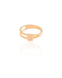 Anel Vazado Quadrado Cristal Tamanho 18 Banhado a Ouro 18K