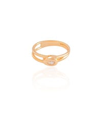 Anel Vazado Gota Cristal Tamanho 16 Banhado a Ouro 18K