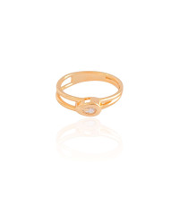 Anel Vazado Gota Cristal Tamanho 18 Banhado a Ouro 18K