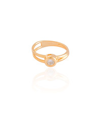 Anel Vazado Ponto de Luz Cristal Tamanho 18 Banhado a Ouro 18K