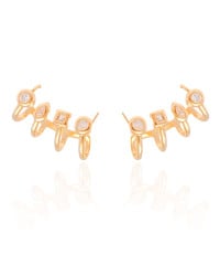 Ear Cuff Geométrico Cristal Banhado a Ouro 18K