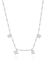 Gargantilha Veneziana Bolinhas Geométricos Cristal Ródio Branco - 45 cm