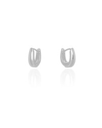 Brinco Argola Click em U Lisa 1.5 cm Ródio Branco