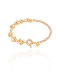 Pulseira Elos Riviera Cristal Fecho Boia Banhado a Ouro 18K