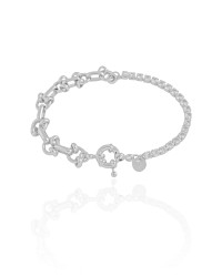Pulseira Elos Riviera Cristal Fecho Boia Ródio Branco