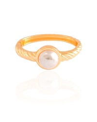 Bracelete Torcido Pérola Banho Dourado