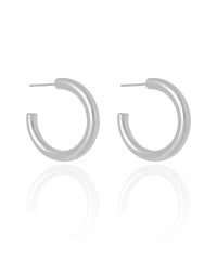 Brinco Argola Tubo Lisa 2.8 cm Ródio Branco
