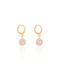 Brinco Argola Click Ponto de Luz Cristal 2.5 cm Banhado a Ouro 18K