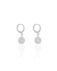 Brinco Argola Click Ponto de Luz Cristal 2.5 cm Ródio Branco