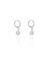 Brinco Argola Click Ponto de Luz Cristal 2.2 cm Ródio Branco