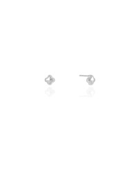 Brinco Flor Lisa 4 mm Ródio Branco