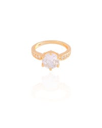 Anel Ponto de Luz Cravejado Cristal Tamanho 18 Banhado a Ouro 18K