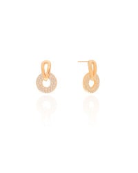 Brinco Circulo Cravejado Cristal 1.8 cm Banhado a Ouro 18K