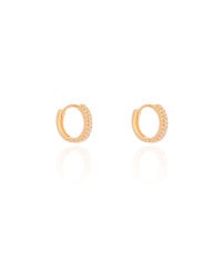 Brinco Argola Click Cravejado Cristal 1.3 cm Banhado a Ouro 18K