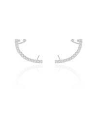 Ear Cuff Cravejado Cristal Ródio Branco