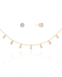 Conjunto Baguetes Ponto de Luz Cristal Banhado a Ouro 18K