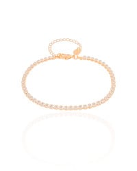 Pulseira Riviera Cristal 3 mm Banhado a Ouro 18K