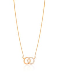 Gargantilha Veneziana Circulos Entrelaçados Cravejado Cristal Banhado a Ouro 18K - 45 cm