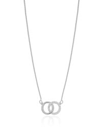 Gargantilha Veneziana Circulos Entrelaçados Cravejado Cristal Ródio Branco - 45 cm