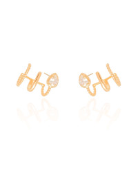 Ear Cuff Filetes Gota Cristal Banhado a Ouro 18K