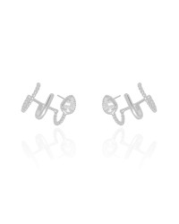 Ear Cuff Filetes Gota Cristal Ródio Branco