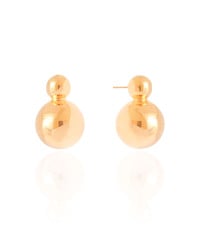 Brinco Bola Dupla Lisa ABS 2.9 cm Banhado a Ouro 18K