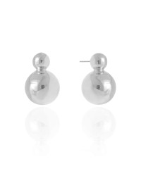 Brinco Bola Dupla Lisa ABS 2.9 cm Ródio Branco