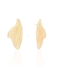 Brinco Orgânico Tela 4.3 cm Banhado a Ouro 18K
