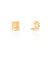 Brinco Meia Argola Tratorada 1.6 cm Banhado a Ouro 18K