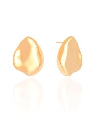 Brinco Orgânico Liso 3.2 cm Banhado a Ouro 18K