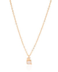 Gargantilha Elos Americanos Quadrado Cravejado Cristal Banhado a Ouro 18K - 45 cm