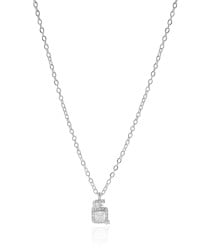 Gargantilha Elos Americanos Quadrado Cravejado Cristal Ródio Branco - 45 cm