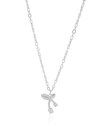 Gargantilha Elos Cereja Cravejado Cristal Ródio Branco - 45 cm
