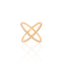 Anel em X Cravejado Cristal Tamanho 21 Banhado a Ouro 18K