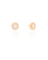 Brinco Redondo Côncavo Cravejado Cristal 1.2 cm Banhado a Ouro 18K