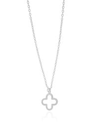 Gargantilha Elos Americanos Trevo Vazado Ródio Branco - 45 cm