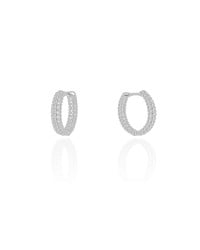 Brinco Argola Click Bolinhas 1.7 cm Ródio Branco