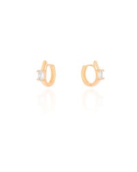 Brinco Argola Click Oval Cristal 1.3 cm Banhado a Ouro 18K