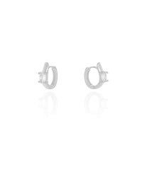 Brinco Argola Click Oval Cristal 1.3 cm Ródio Branco