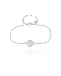 Pulseira Elos Trevo Cristal Ródio Branco