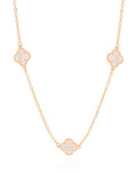 Gargantilha Elos Trevos Cristal Banhado a Ouro 18K - 45 cm
