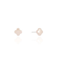 Brinco Flor Pérola 10 mm Ródio Branco