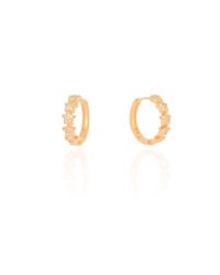 Brinco Argola Click Estrelas Cravejada Cristal 1.7 cm Banhado a Ouro 18K