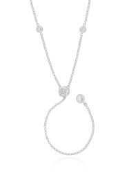 Gargantilha Gravata Elos Pontos de Luz Cristal Ródio Branco - 50 cm