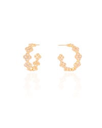 Brinco Argola Flores Cravejadas Cristal 2.1 cm Banhado a Ouro 18K